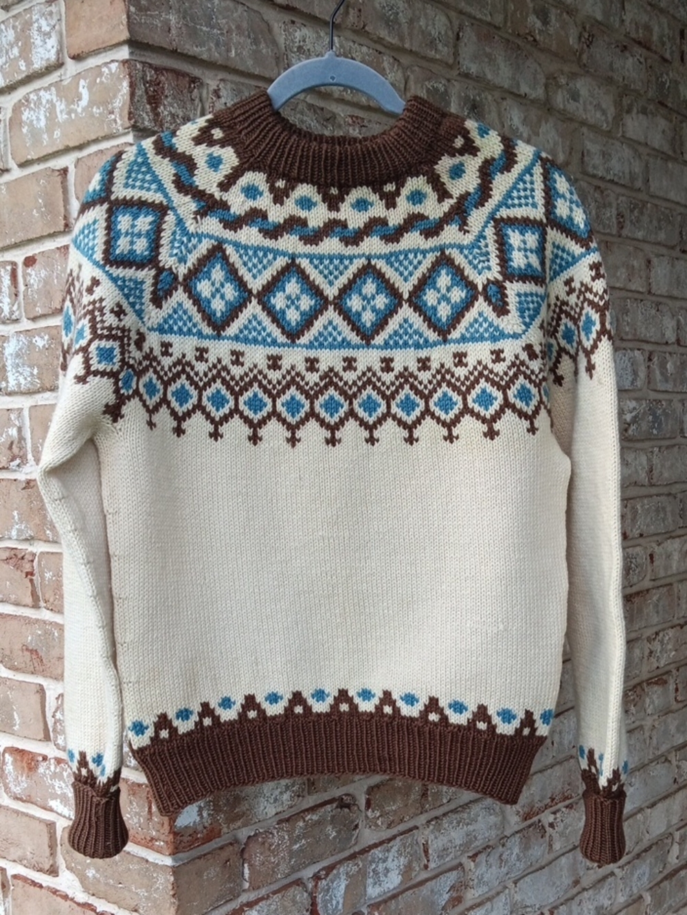 Danish HANDKNIT Fair Isle Crewneck Wool Sweater
